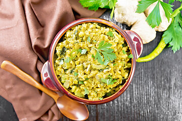 Image showing Kitchari in bowl on board top