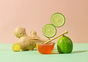 Image showing composition of ginger, honey and lime