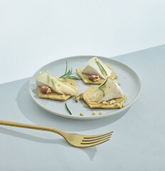 Image showing plate of brie canapes