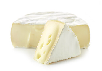 Image showing two pieces of fresh brie cheese