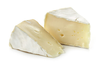 Image showing two pieces of fresh brie cheese