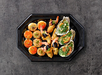 Image showing plate of various seafood snacks