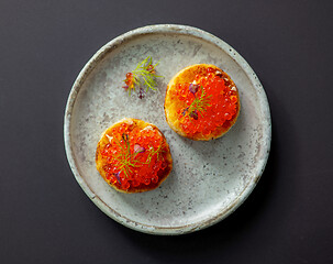 Image showing toasted bread with red caviar