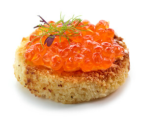 Image showing toasted bread with red caviar