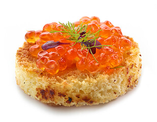 Image showing toasted bread with red caviar