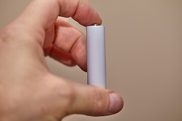 Image showing 1.5 Volt AA Battery in hand