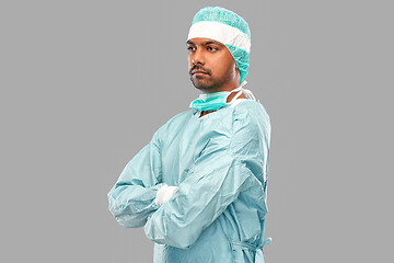 Image showing indian male doctor or surgeon in protective wear