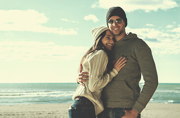 Image showing Couple chating and having fun at beach bar