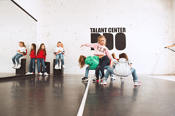 Image showing The kids at dance school. Ballet, hiphop, street, funky and modern dancers