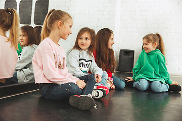 Image showing The kids at dance school. Ballet, hiphop, street, funky and modern dancers