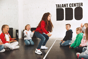 Image showing The kids at dance school. Ballet, hiphop, street, funky and modern dancers