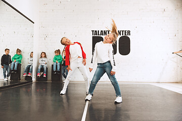 Image showing The kids at dance school. Ballet, hiphop, street, funky and modern dancers