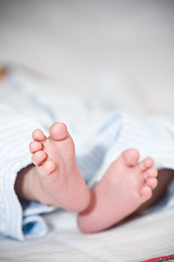 Image showing Newborn baby feet