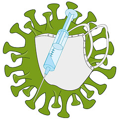 Image showing Mask and vaccine defensive remedies for COVID-19