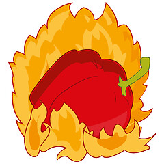 Image showing Burning pepper on white background is insulated