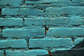 Image showing Painted blue brick wall background texture