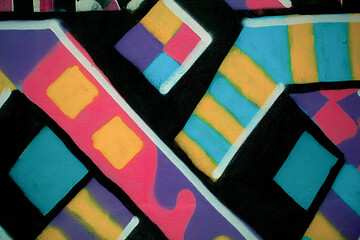 Image showing Abstract pattern of colorful geometric graffiti