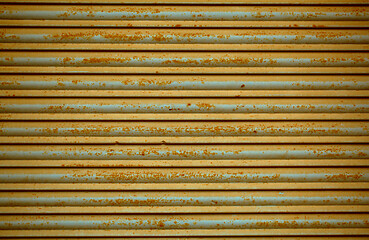 Image showing Old rusting metal security shutters texture