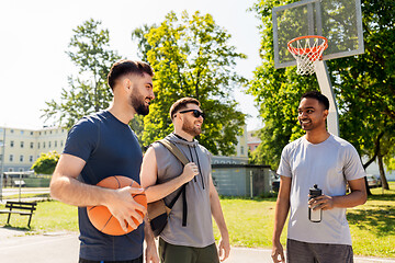 Image showing group of male friends going to play basketball