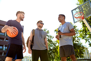 Image showing group of male friends going to play basketball