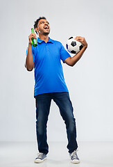 Image showing football fan with soccer ball celebrating victory