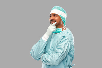 Image showing indian male doctor or surgeon in protective wear