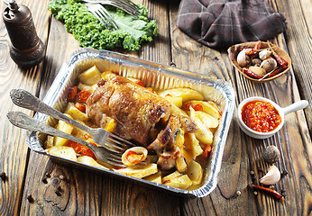 Image showing baked meat and potato