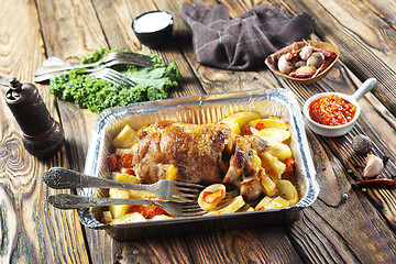 Image showing baked meat and potato
