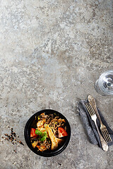 Image showing soba noodles with chicken