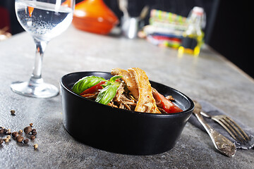 Image showing soba noodles with chicken