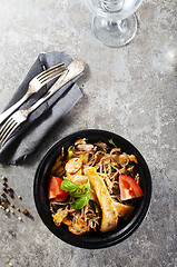 Image showing soba noodles with chicken