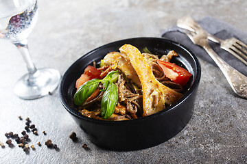 Image showing soba noodles with chicken