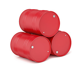 Image showing Red oil barrels