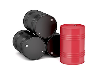 Image showing Oil drums on white