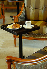 Image showing breakfast  with croissants and coffee