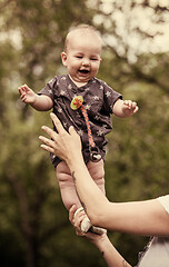 Image showing woman with baby  in nature