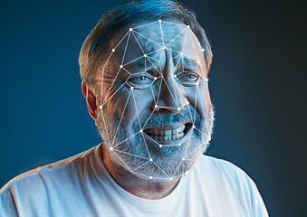 Image showing New technology of face recognition on polygonal grid