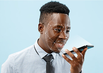 Image showing New technology of face recognition on polygonal grid