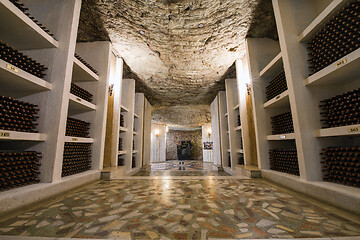 Image showing Underground winery cellars