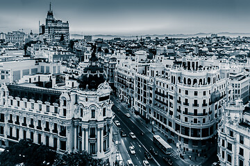 Image showing Panoramic view of Gran Via, Madrid, Spain.