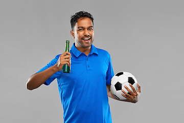 Image showing football fan with soccer ball celebrating victory