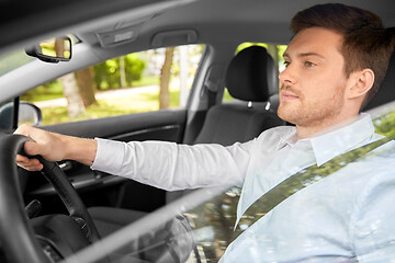 Image showing man or driver driving car in summer