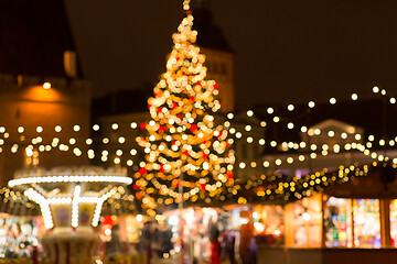 Image showing christmas market at tallinn old town hall square