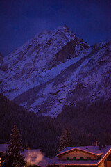 Image showing mountain village in alps  at night