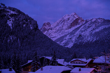 Image showing mountain village in alps  at night