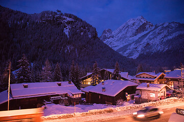 Image showing mountain village in alps  at night