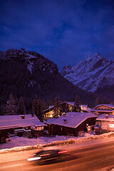 Image showing mountain village in alps  at night