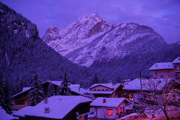 Image showing mountain village in alps  at night