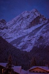 Image showing mountain village in alps  at night