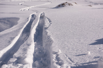 Image showing touring ski tracks in snow